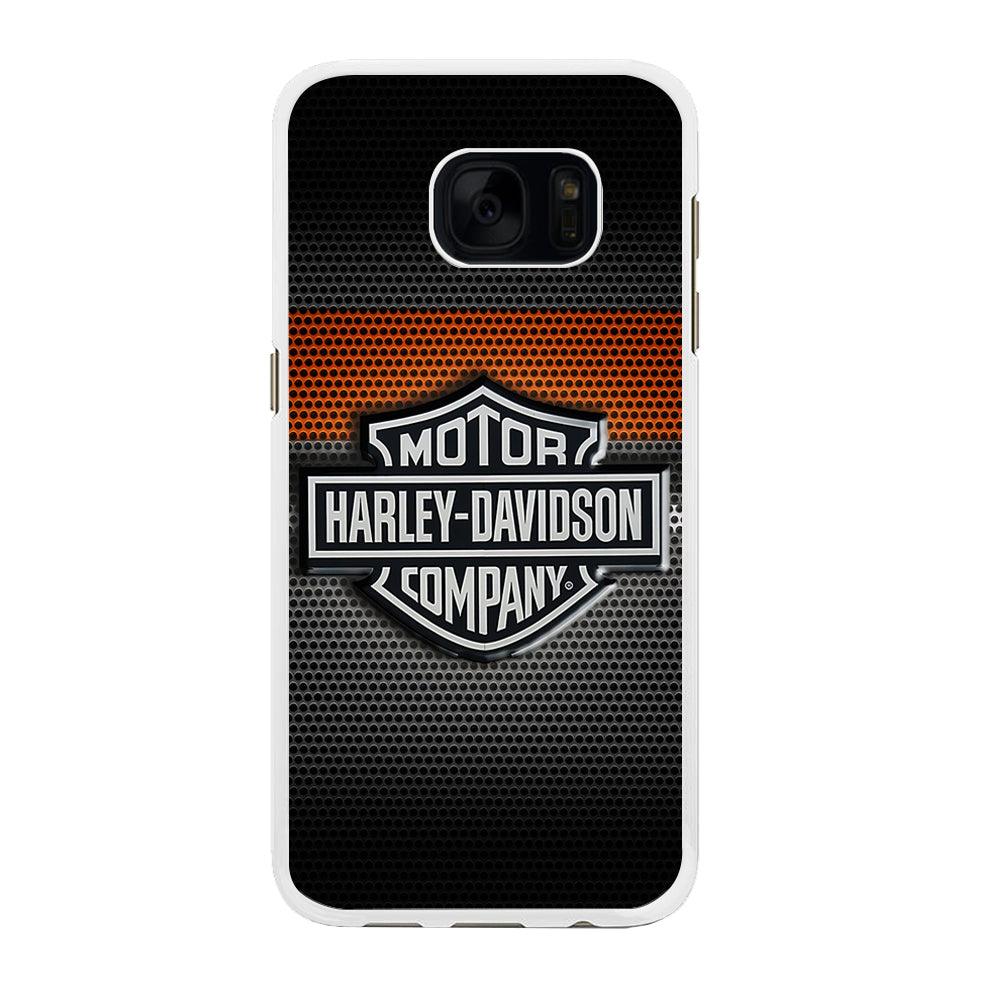 Harley Silver Motif Samsung Galaxy S7 Edge Case-Rubber / White (2D Case)-Xtracase