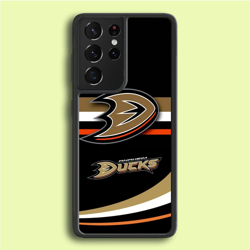 Hockey Anaheim Ducks NHL 002 Samsung Galaxy S21 Ultra Case-Rubber / White (2D Case)-Xtracase