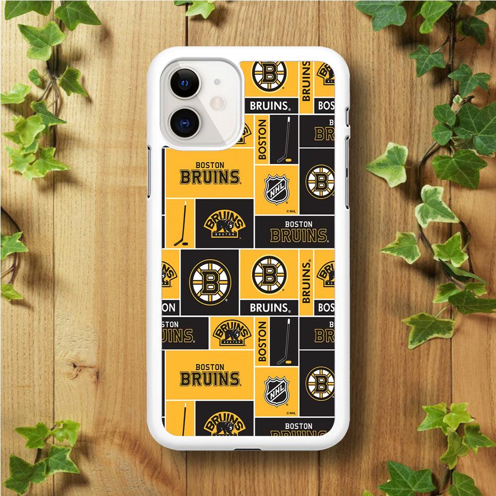 Hockey Boston Bruins NHL 001 iPhone 11 Case-Rubber / White (2D Case)-Xtracase