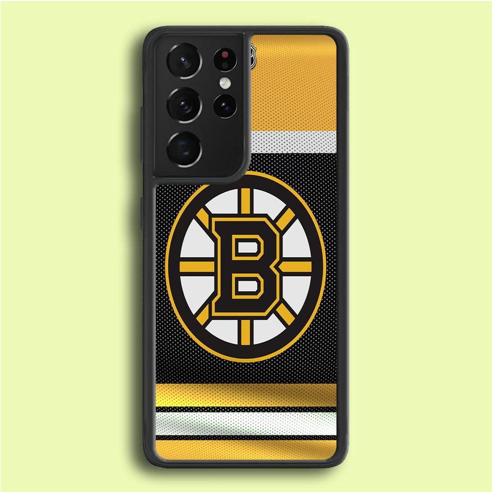 Hockey Boston Bruins NHL 002 Samsung Galaxy S21 Ultra Case-Rubber / White (2D Case)-Xtracase
