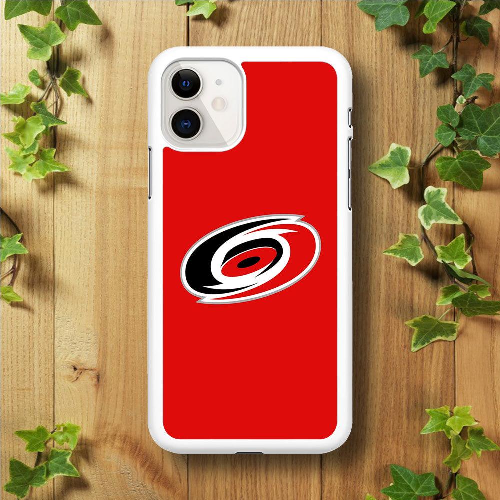 Hockey Carolina Hurricanes NHL 002 iPhone 11 Case-Rubber / White (2D Case)-Xtracase