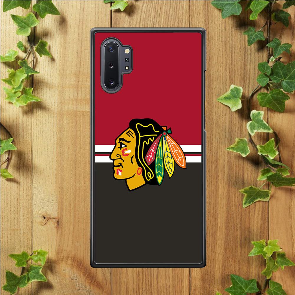 Hockey Chicago Blackhawks NHL 001 Samsung Galaxy Note 10 Plus Case-Rubber / Black (2D Case)-Xtracase