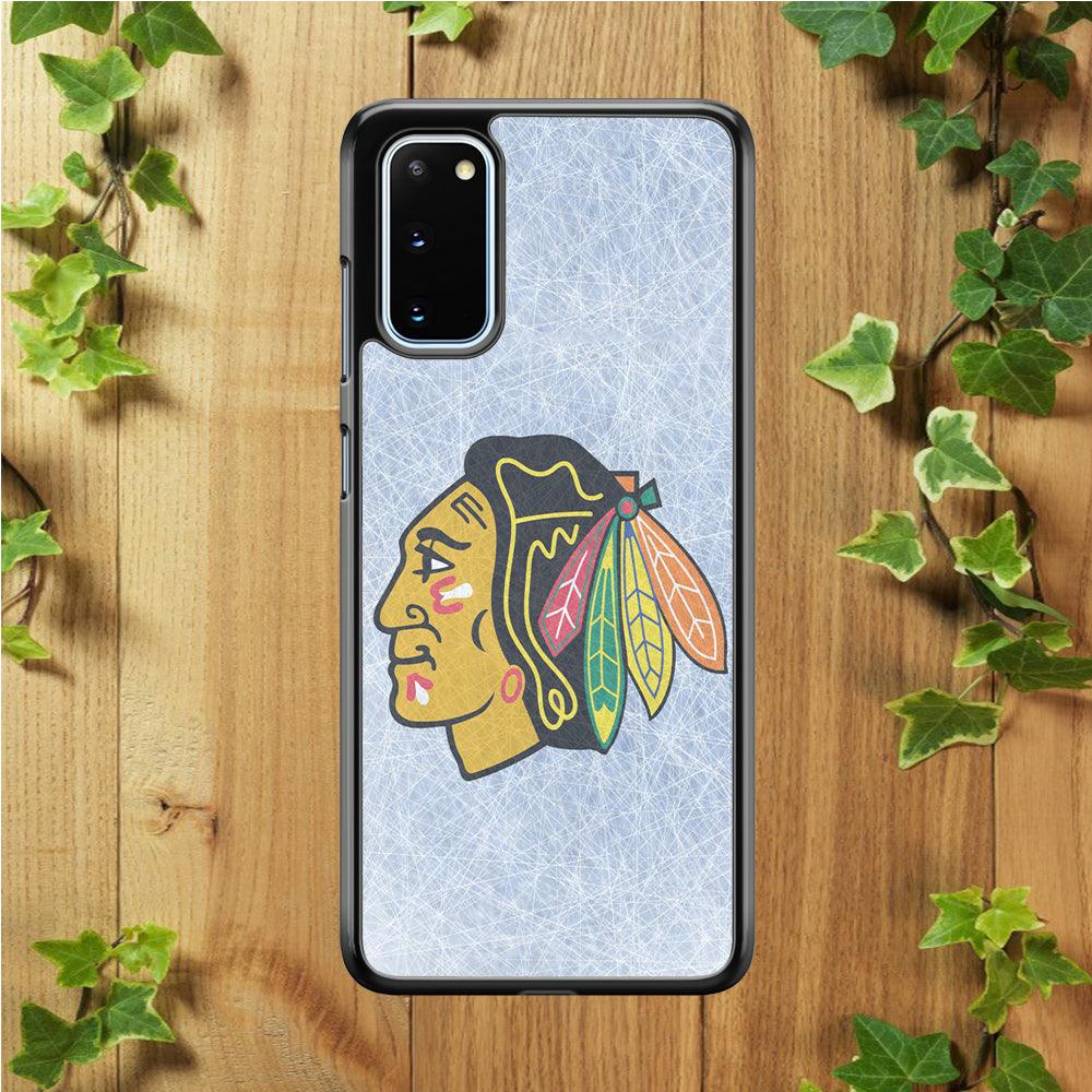 Hockey Chicago Blackhawks NHL 002 Samsung Galaxy S20 Case-Rubber / Black (2D Case)-Xtracase