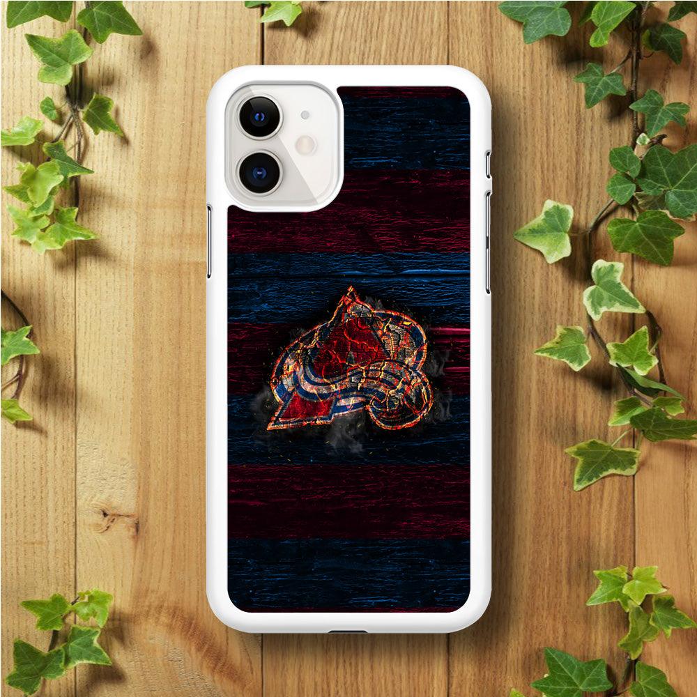 Hockey Colorado Avalanche NHL 002 iPhone 11 Case-Rubber / White (2D Case)-Xtracase
