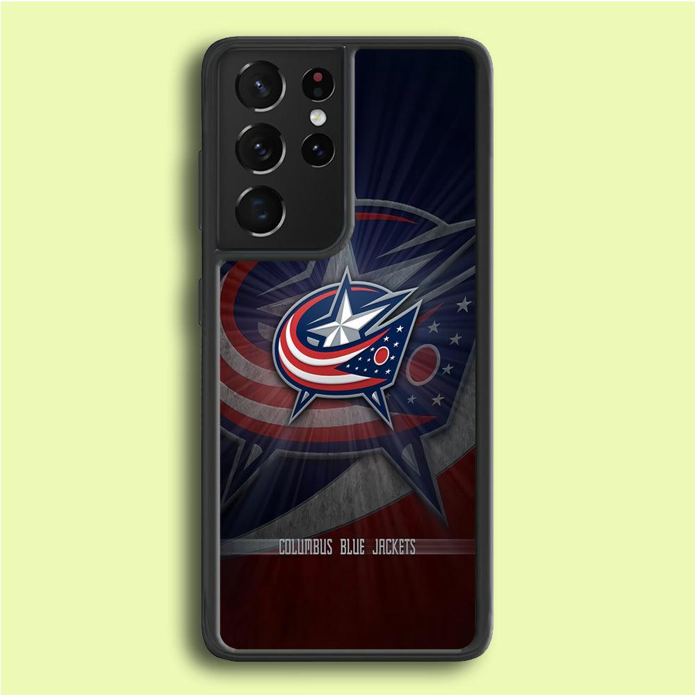 Hockey Columbus Blue Jackets NHL 002 Samsung Galaxy S21 Ultra Case-Rubber / Black (2D Case)-Xtracase