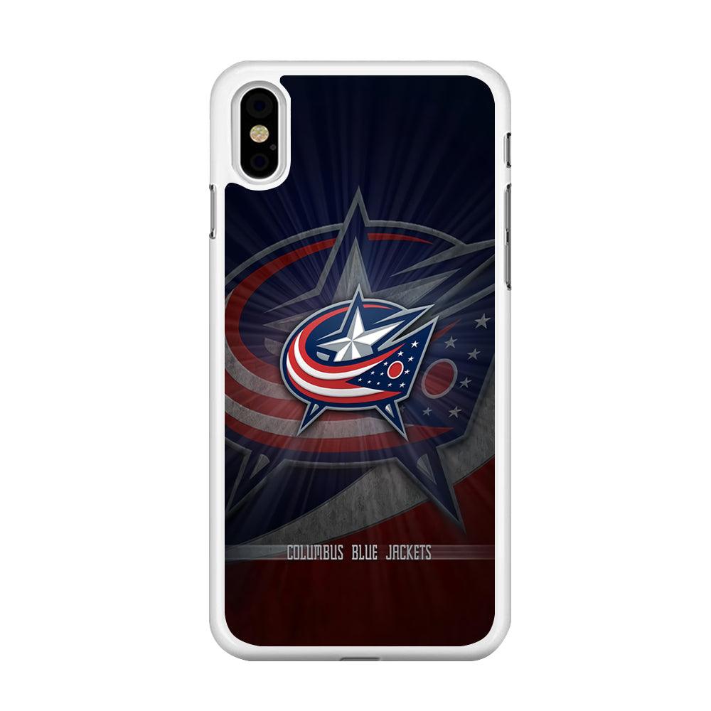 Hockey Columbus Blue Jackets NHL 002 iPhone Xs Case-Rubber / White (2D Case)-Xtracase