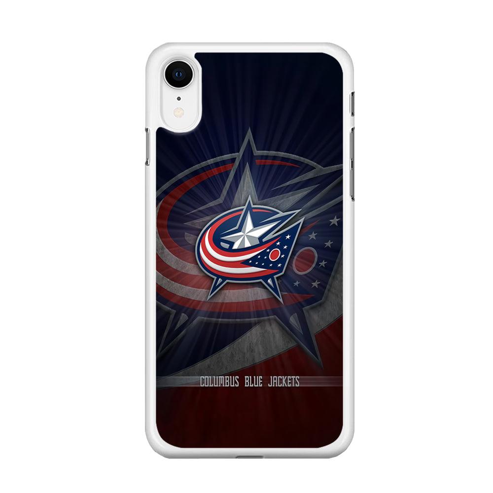 Hockey Columbus Blue Jackets NHL 002 iPhone XR Case-Rubber / White (2D Case)-Xtracase