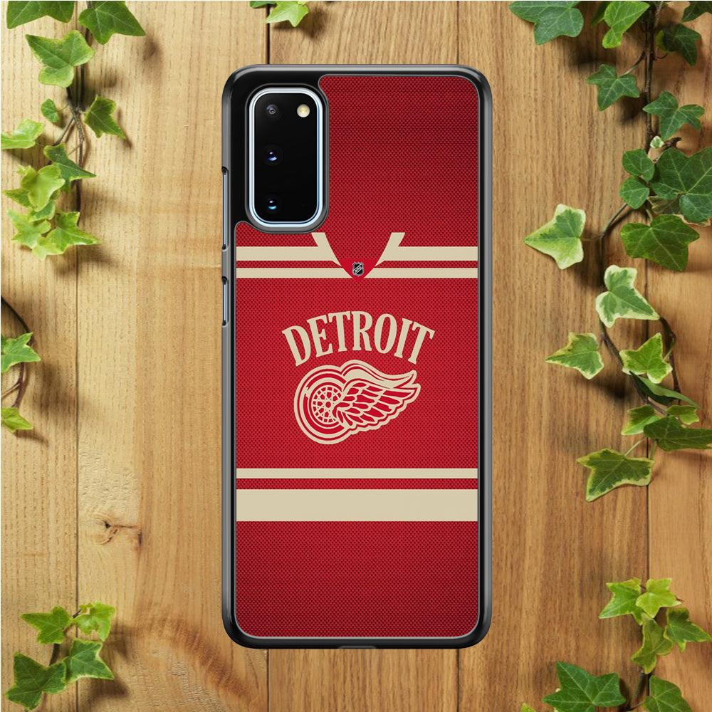 Hockey Detroit Red Wings NHL 002 Samsung Galaxy S20 Case-Rubber / White (2D Case)-Xtracase