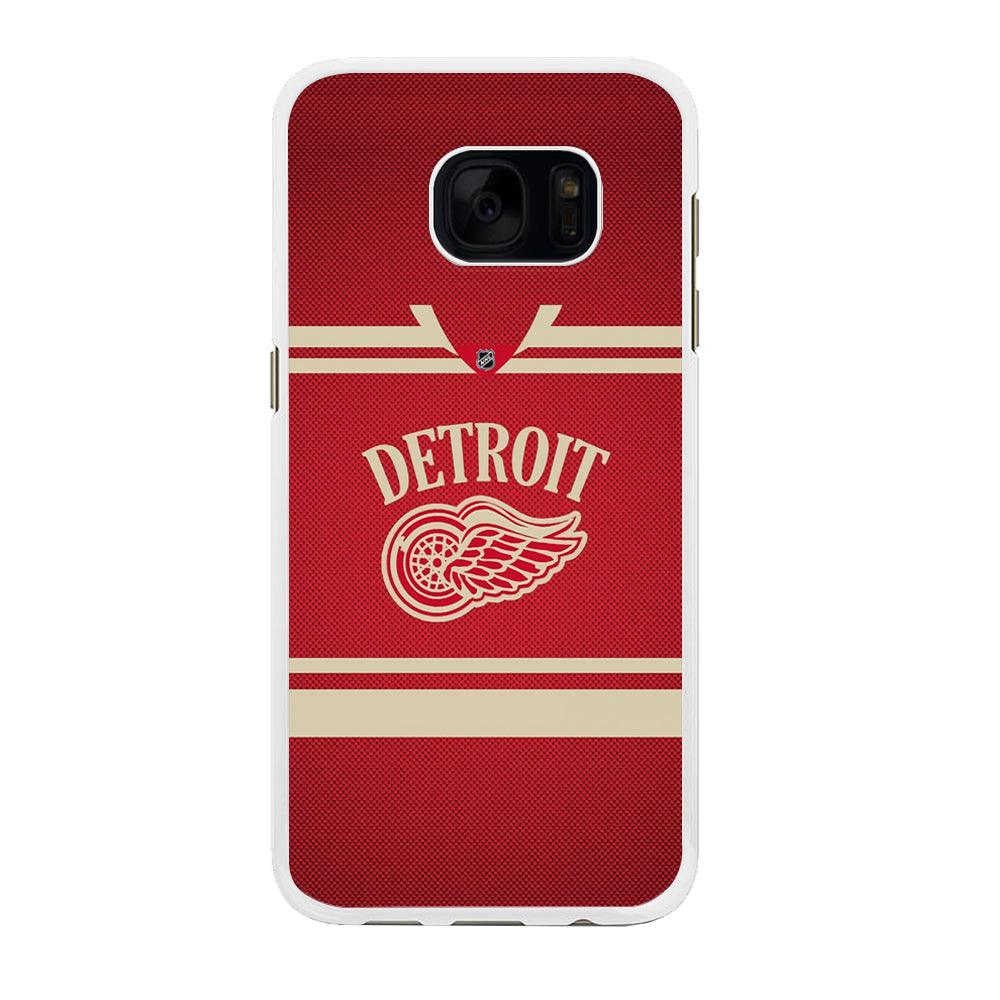 Hockey Detroit Red Wings NHL 002 Samsung Galaxy S7 Case-Rubber / White (2D Case)-Xtracase