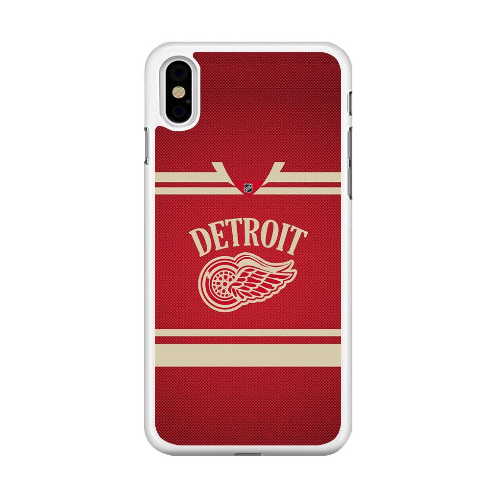 Hockey Detroit Red Wings NHL 002 iPhone Xs Case-Rubber / White (2D Case)-Xtracase