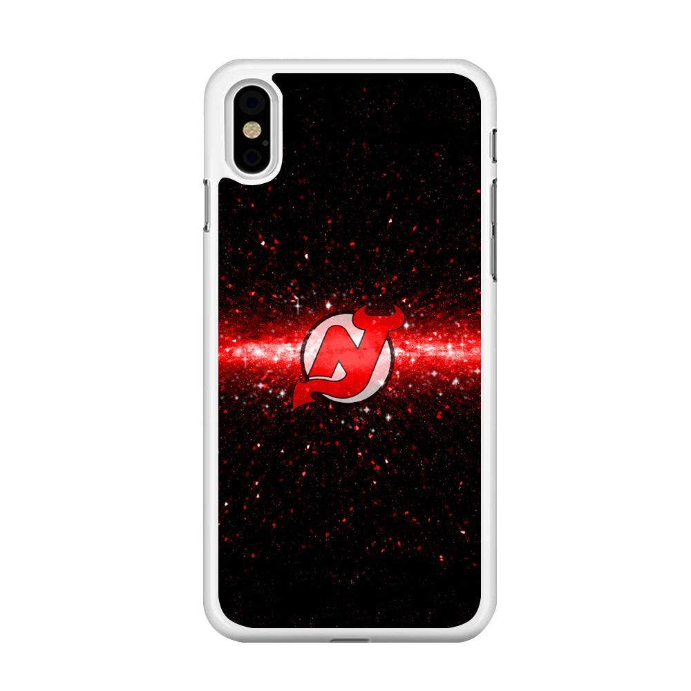 Hockey New Jersey Devils NHL 001 iPhone Xs Case-Rubber / White (2D Case)-Xtracase