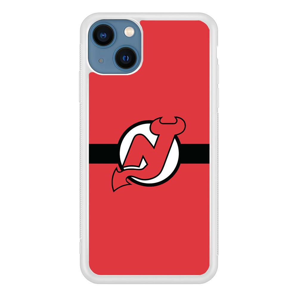 Hockey New Jersey Devils NHL 002 iPhone 13 Case-Rubber / White (2D Case)-Xtracase