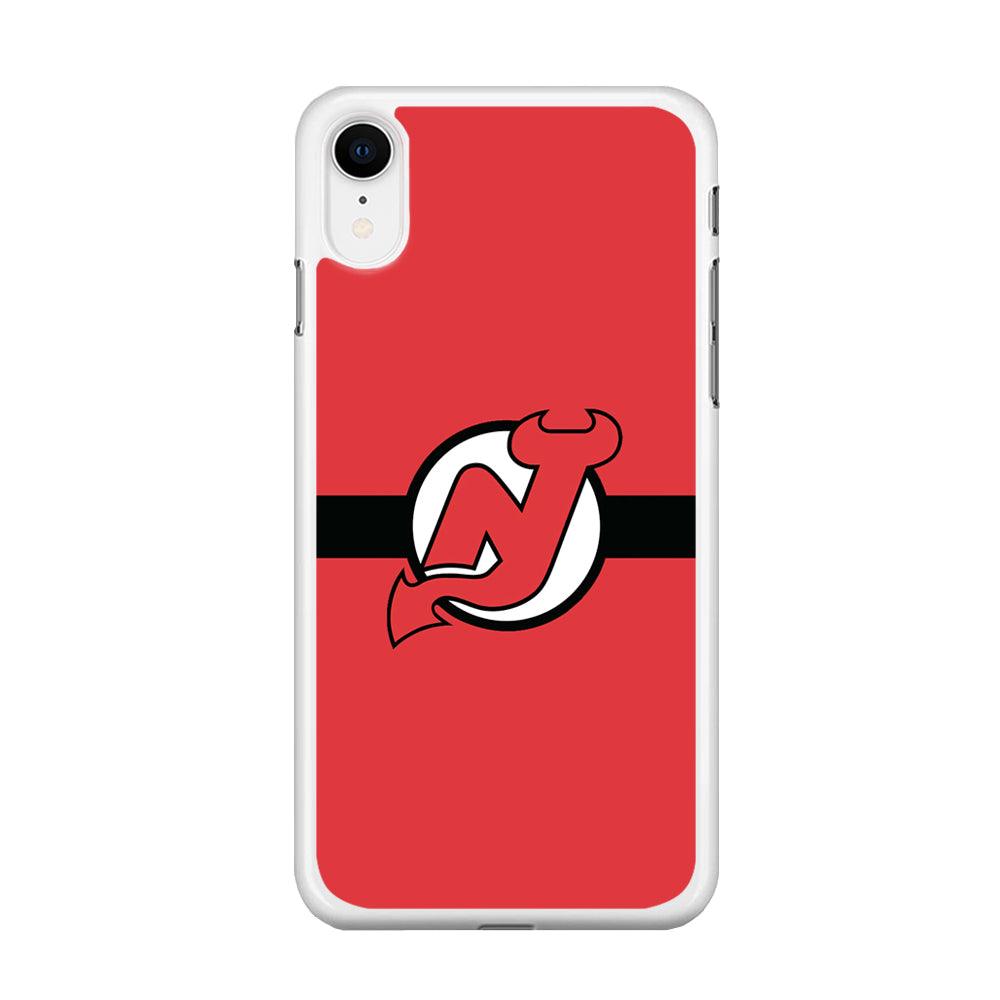 Hockey New Jersey Devils NHL 002 iPhone XR Case-Rubber / White (2D Case)-Xtracase