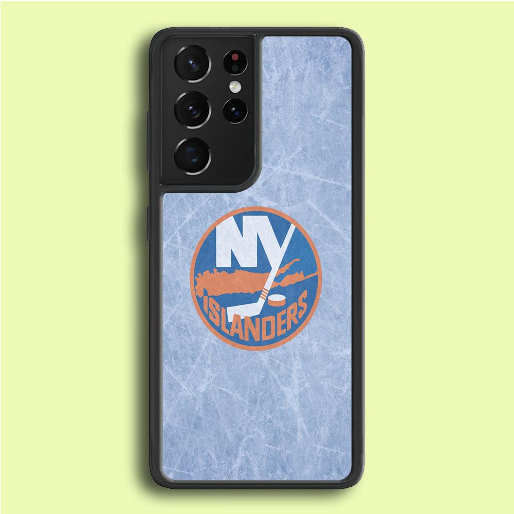 Hockey New York Islanders NHL 002 Samsung Galaxy S21 Ultra Case-Rubber / Black (2D Case)-Xtracase