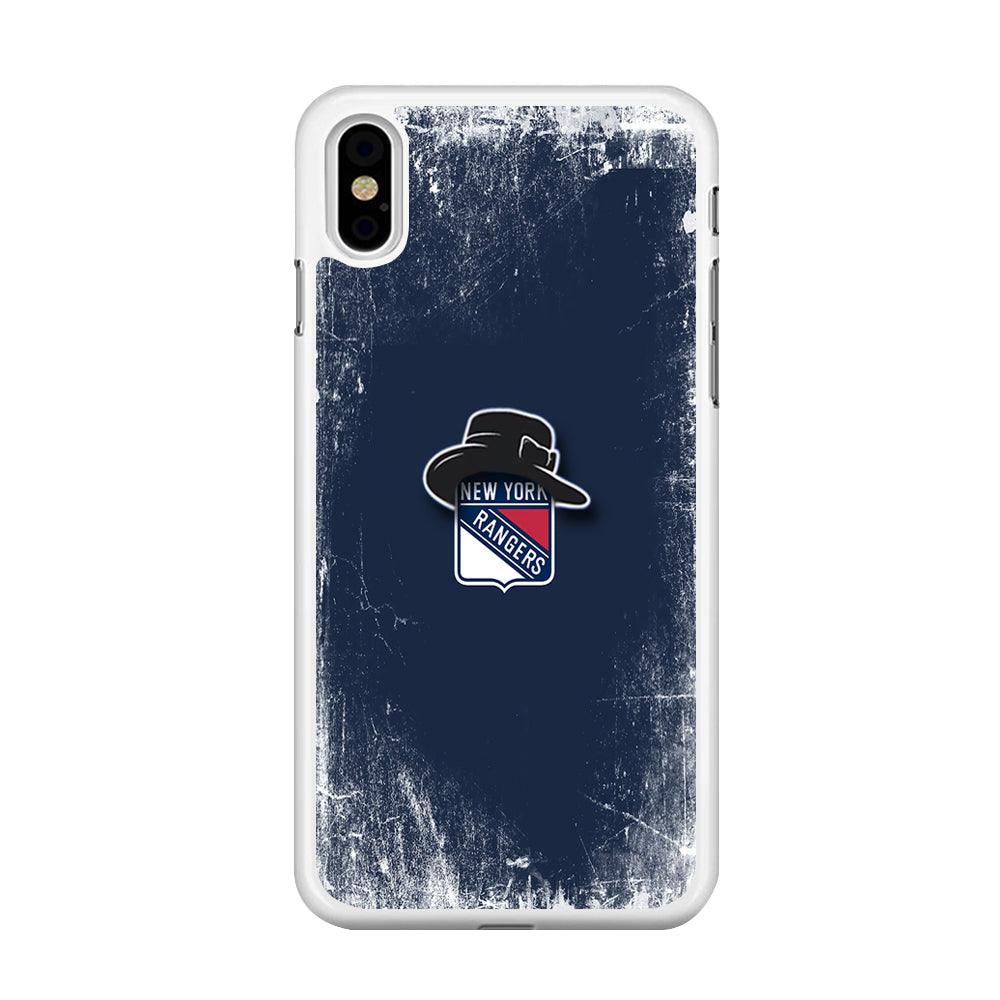 Hockey New York Rangers NHL 001 iPhone Xs Max Case-Rubber / White (2D Case)-Xtracase