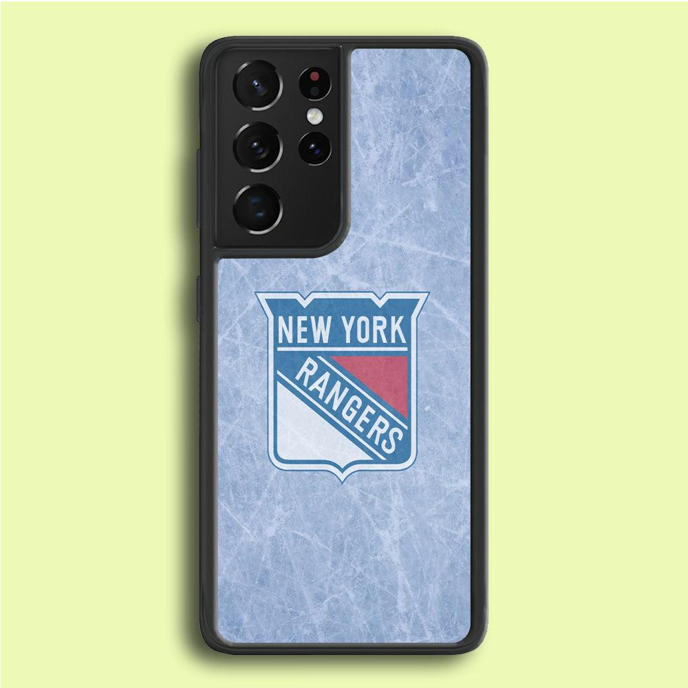 Hockey New York Rangers NHL 002 Samsung Galaxy S21 Ultra Case-Rubber / White (2D Case)-Xtracase
