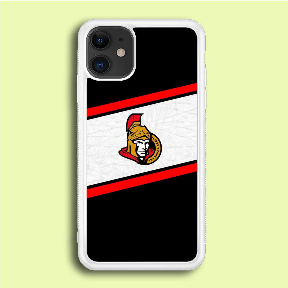 Hockey Ottawa Senators NHL 002 iPhone 12 Mini Case-Rubber / White (2D Case)-Xtracase