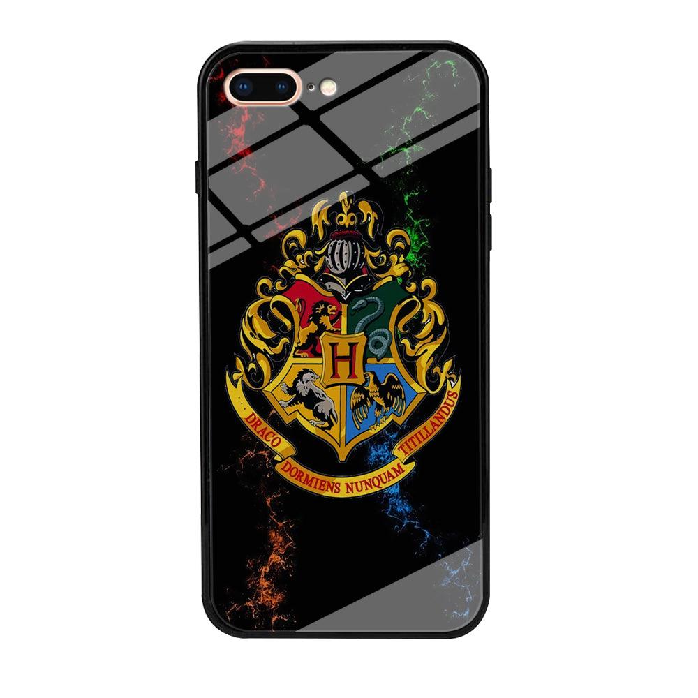 Hogwarts Symbol Black iPhone 8 Plus Case-Tempered Glass Case-Xtracase