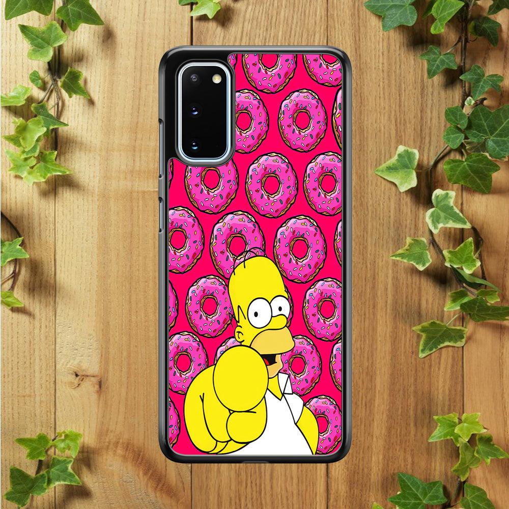 Homer Simpson Donut Samsung Galaxy S20 Case-Rubber / Black (2D Case)-Xtracase
