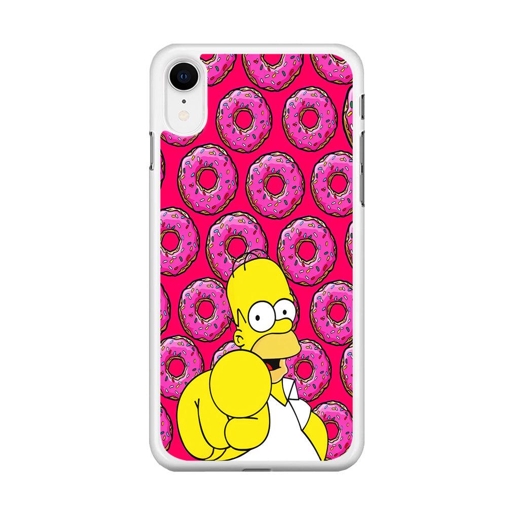 Homer Simpson Donut iPhone XR Case-Rubber / White (2D Case)-Xtracase
