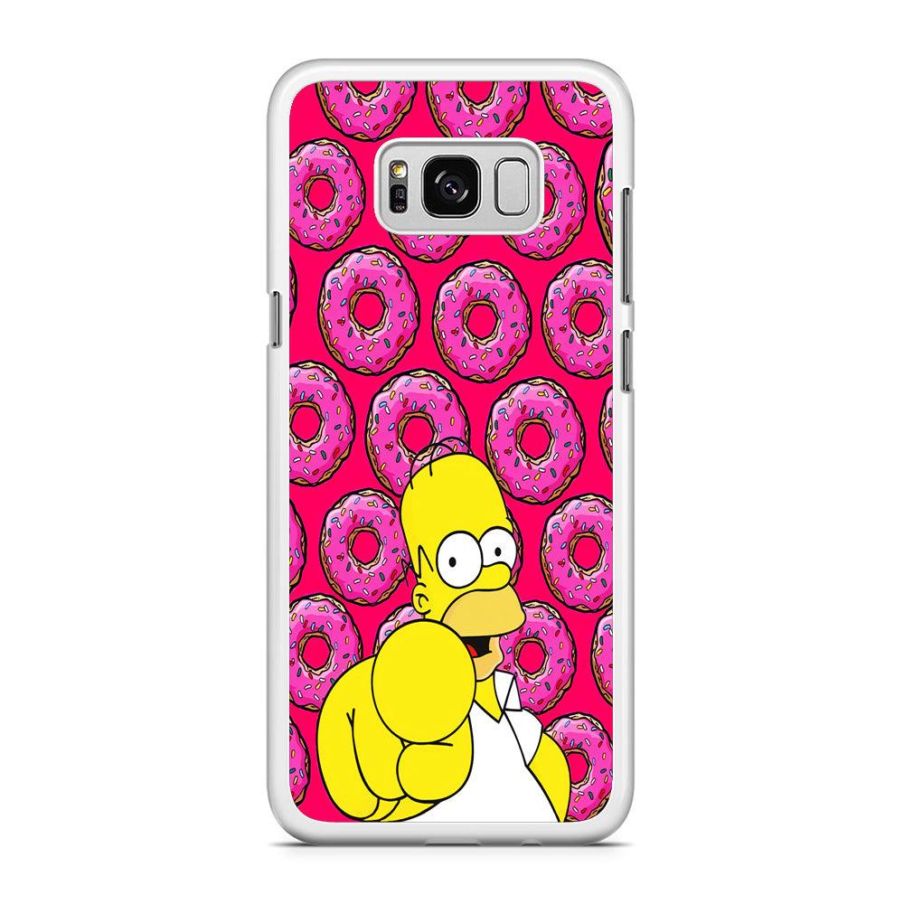 Homer Simpson Donut Samsung Galaxy S8 Case-Rubber / White (2D Case)-Xtracase