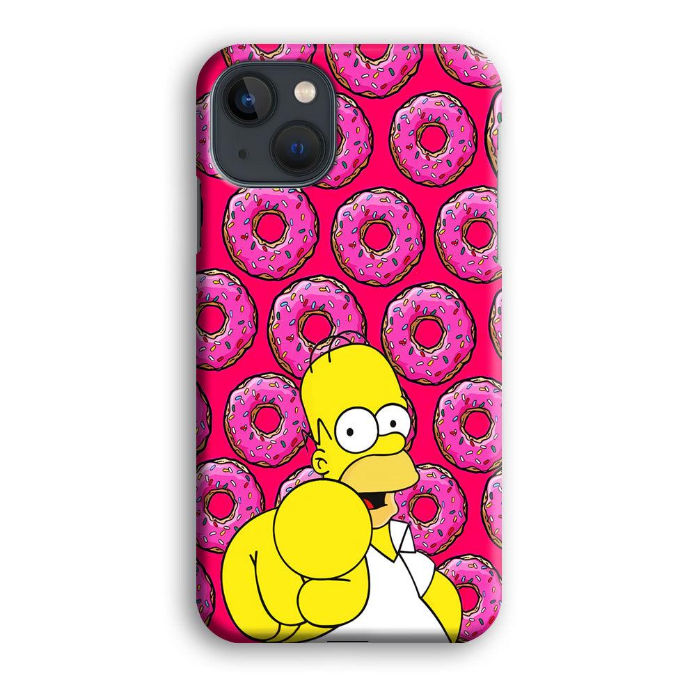 Homer Simpson Donut iPhone 13 Mini Case-Plastic / Full Wrap (3D Case)-Xtracase