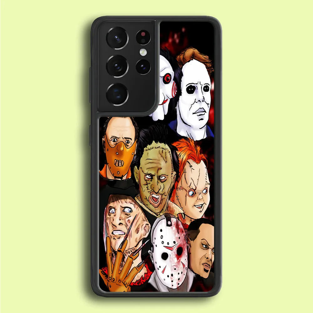 Horror Movie The Faces Samsung Galaxy S21 Ultra Case-Rubber / Black (2D Case)-Xtracase