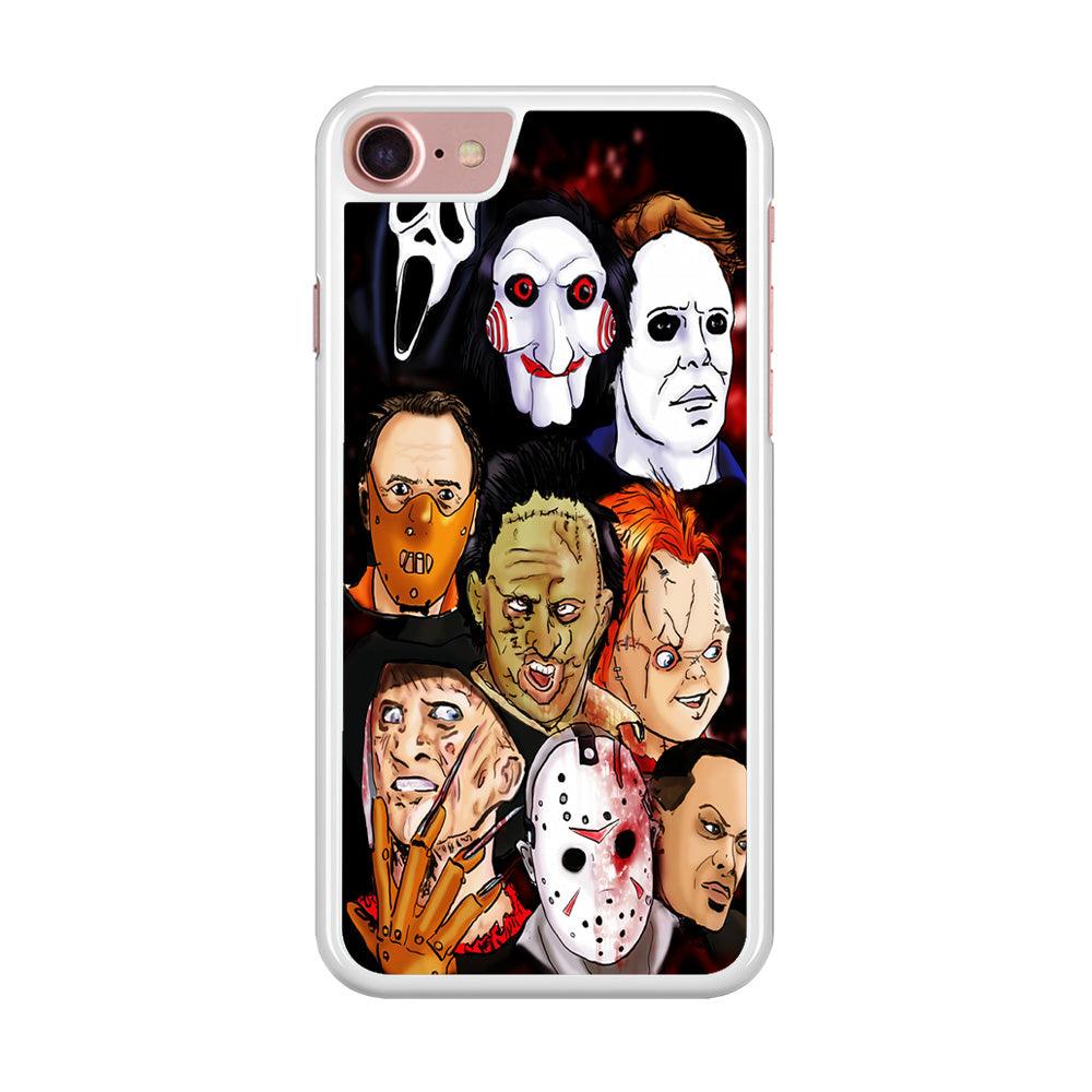 Horror Movie The Faces iPhone SE 2020 Case-Rubber / White (2D Case)-Xtracase