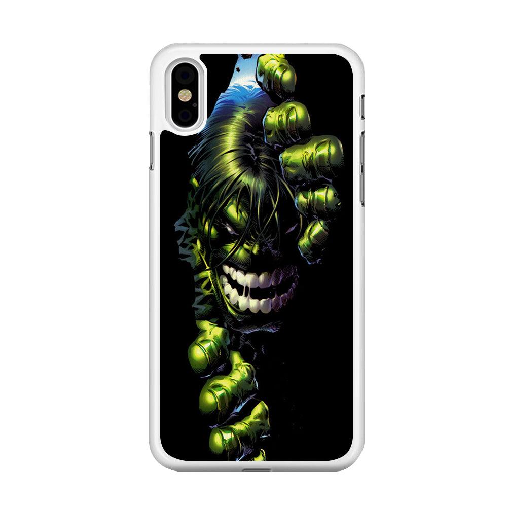 Hulk 001 iPhone X Case-Rubber / White (2D Case)-Xtracase