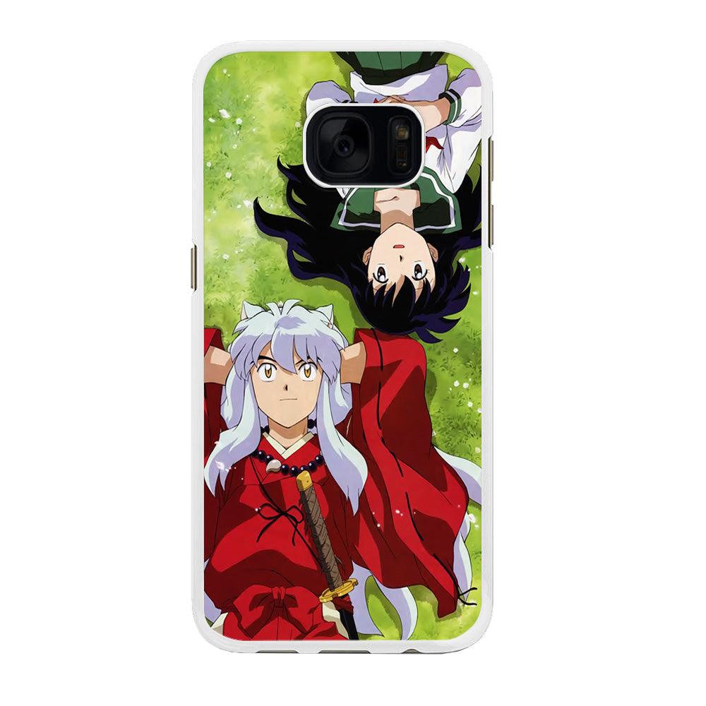 Inuyasha and Kagome Anime Samsung Galaxy S7 Edge Case-Rubber / White (2D Case)-Xtracase