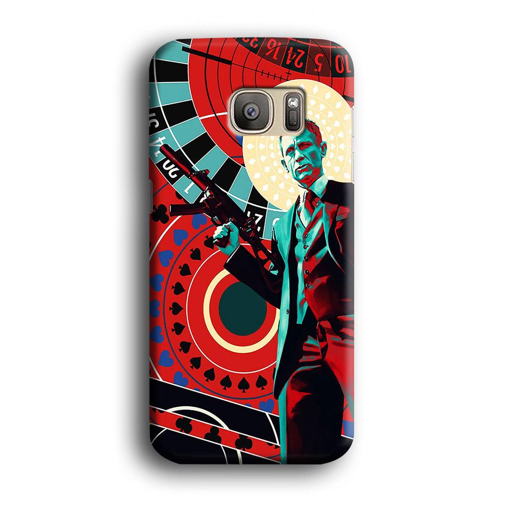 James Bond Poster Casino Samsung Galaxy S7 Edge Case-Plastic / Full Wrap (3D Case)-Xtracase