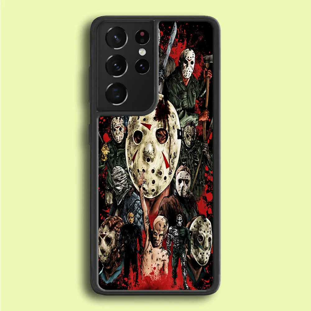 Jason Voorhees Friday the 13th Samsung Galaxy S21 Ultra Case-Rubber / Black (2D Case)-Xtracase