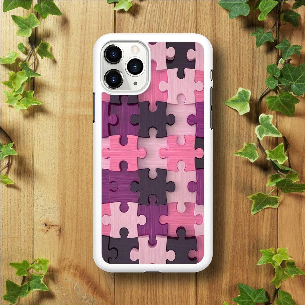 Jigsaw Puzzle Pattern iPhone 11 Pro Case-Rubber / White (2D Case)-Xtracase