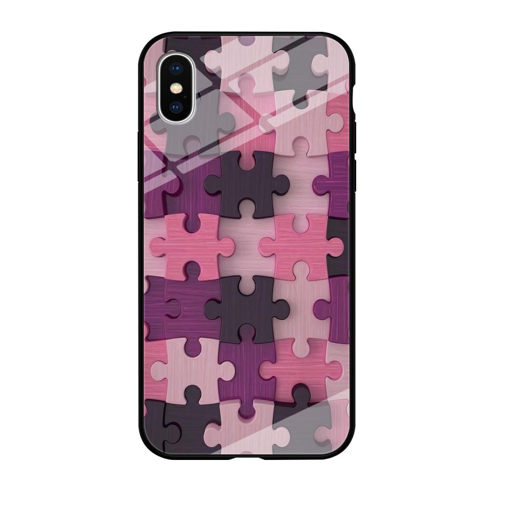 Jigsaw Puzzle Pattern iPhone Xs Case-Tempered Glass Case-Xtracase