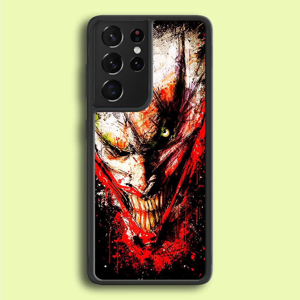 Joker Smile Abstract Samsung Galaxy S21 Ultra Case-Rubber / Black (2D Case)-Xtracase