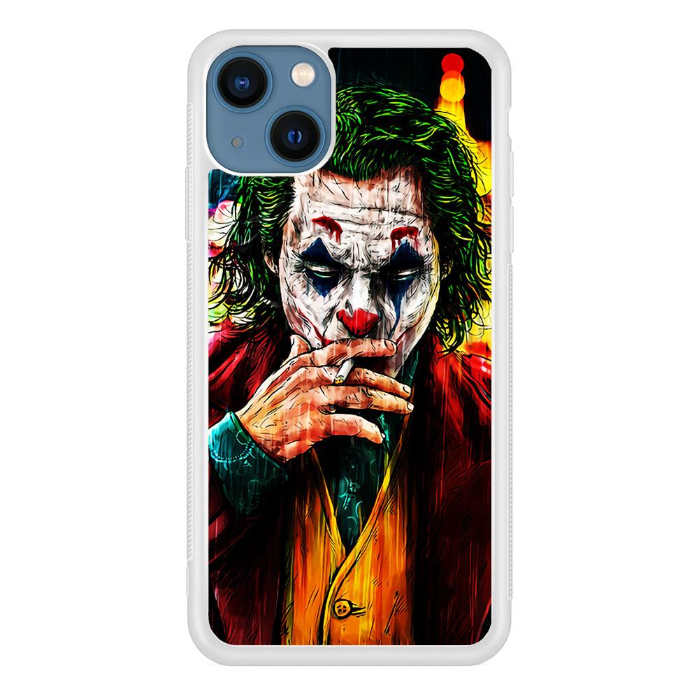 Joker Smoking Painting iPhone 13 Mini Case-Rubber / White (2D Case)-Xtracase