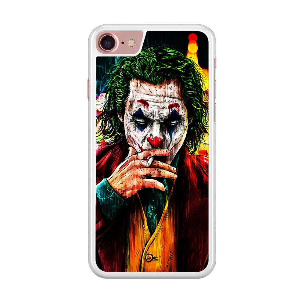 Joker Smoking Painting iPhone SE 2020 Case-Rubber / White (2D Case)-Xtracase