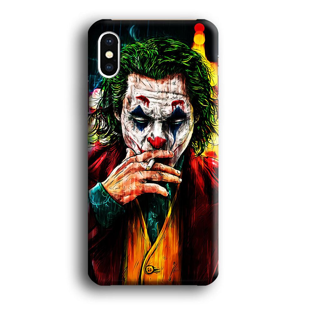 Joker Smoking Painting iPhone Xs Case-Plastic / Full Wrap (3D Case)-Xtracase