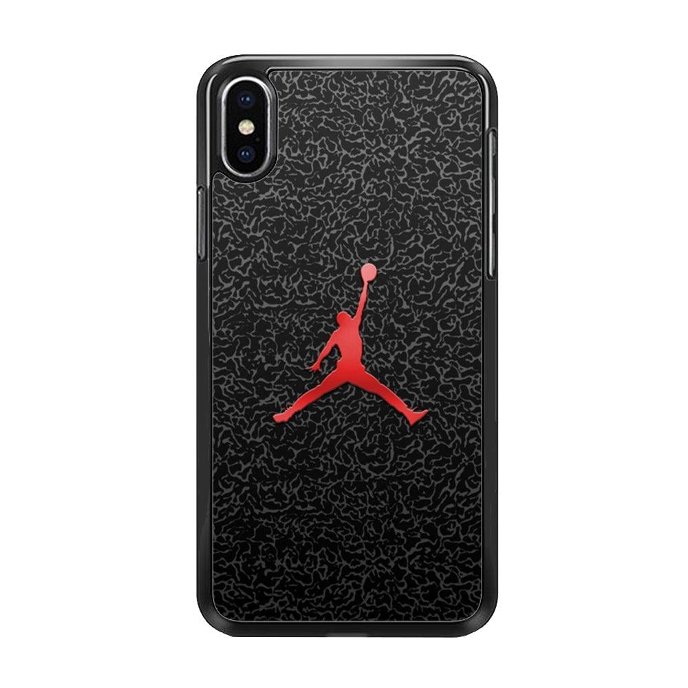Jordan Logo 004 iPhone X Case-Rubber / Black (2D Case)-Xtracase