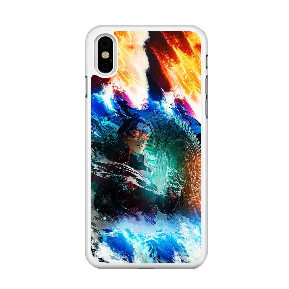 Jutsu Madara Uchiha iPhone Xs Max Case-Rubber / White (2D Case)-Xtracase