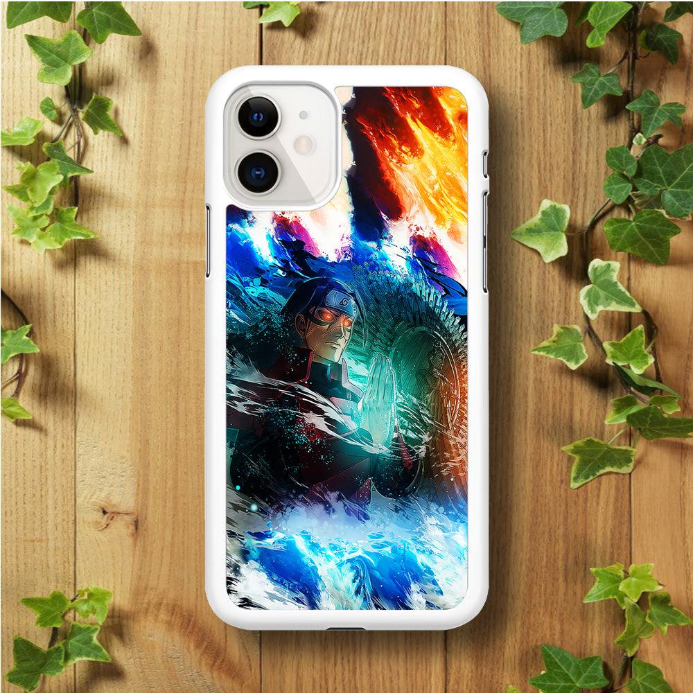 Jutsu Madara Uchiha iPhone 11 Case-Rubber / White (2D Case)-Xtracase