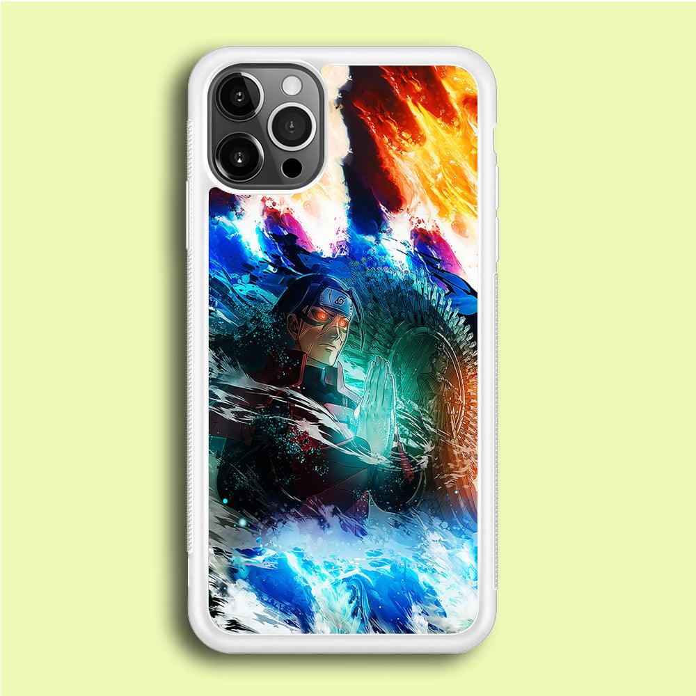 Jutsu Madara Uchiha iPhone 12 Pro Case-Rubber / White (2D Case)-Xtracase