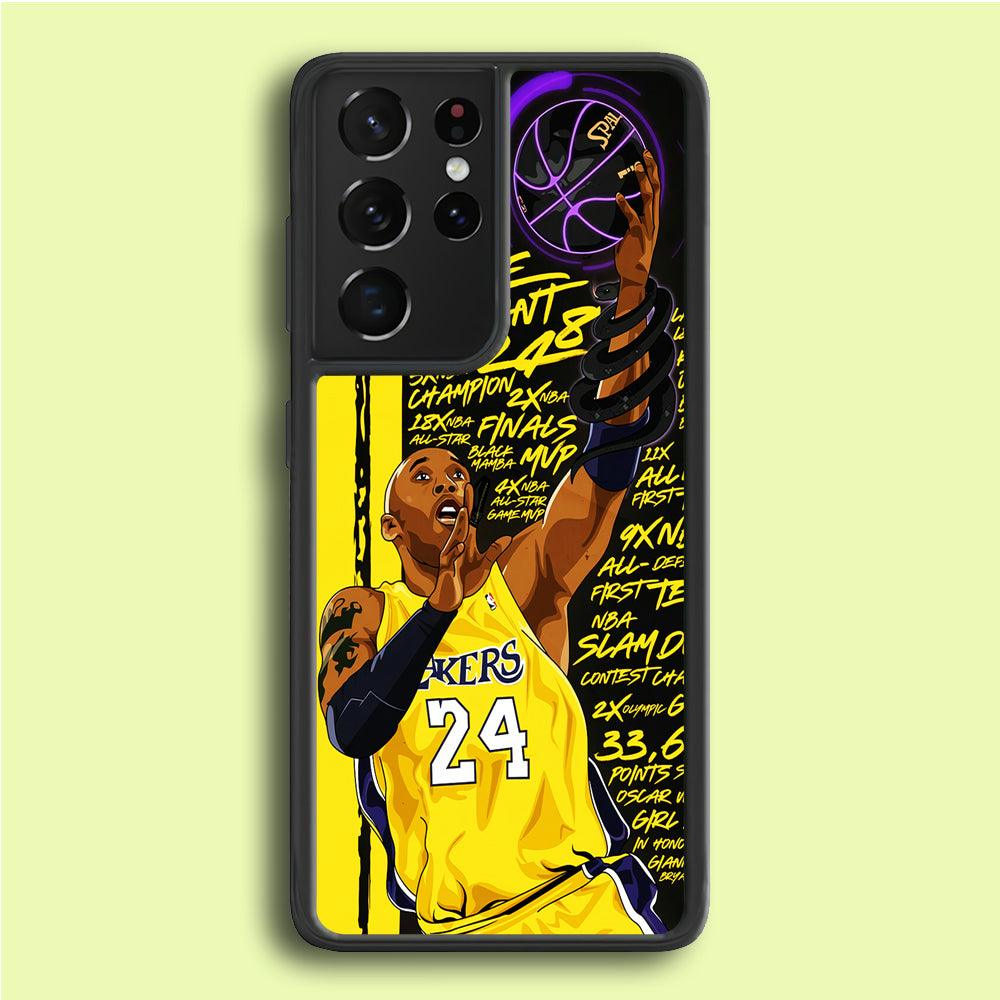 Kobe Bryant Lakers NBA Samsung Galaxy S21 Ultra Case-Rubber / Black (2D Case)-Xtracase