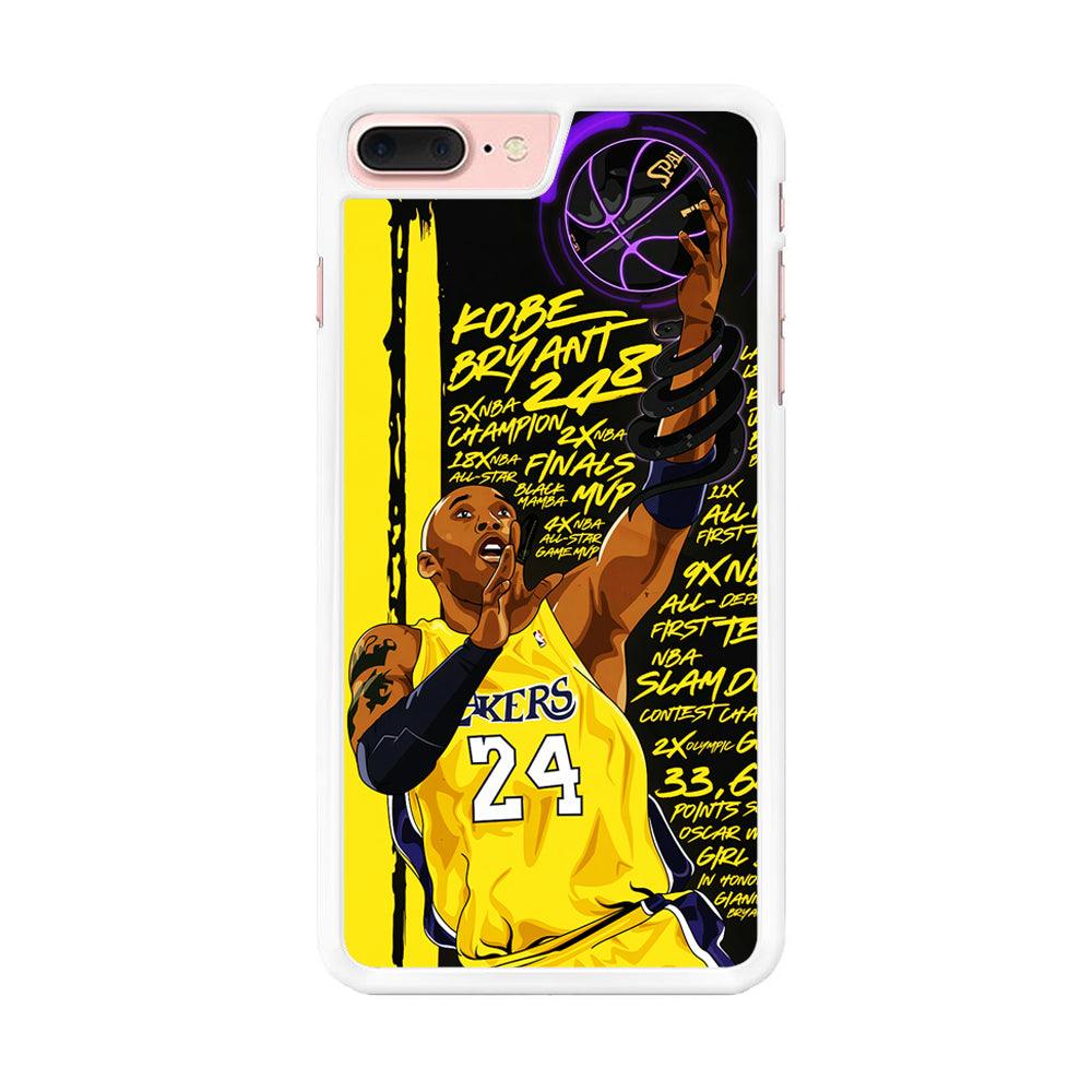 Kobe Bryant Lakers NBA iPhone 8 Plus Case-Rubber / White (2D Case)-Xtracase