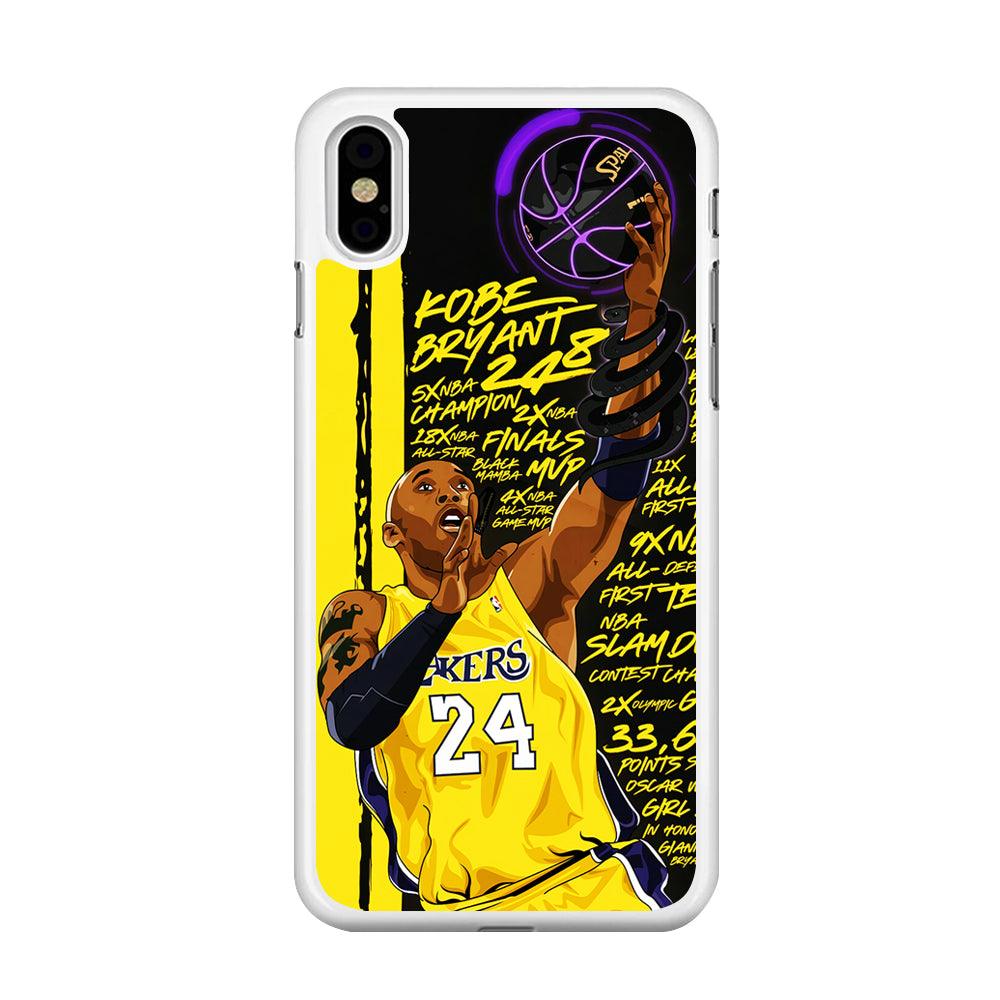 Kobe Bryant Lakers NBA iPhone Xs Case-Rubber / White (2D Case)-Xtracase