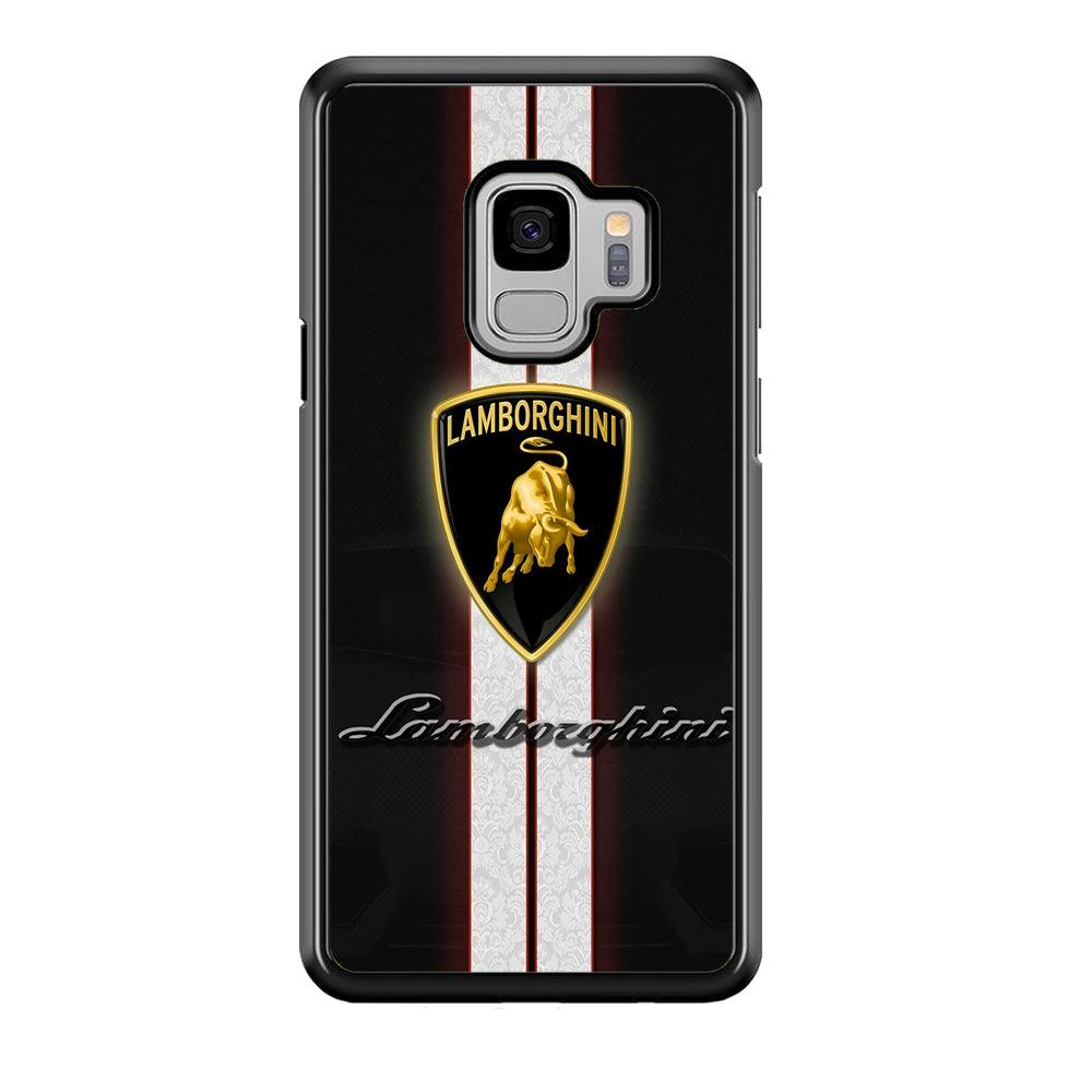 Lamborghini Logo White Stripe Samsung Galaxy S9 Case-Plastic / Full Wrap (3D Case)-Xtracase