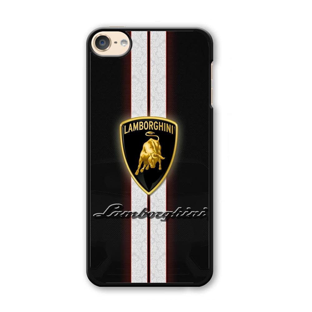 Lamborghini Logo White Stripe iPod Touch 6 Case-Plastic / Full Wrap (3D Case)-Xtracase