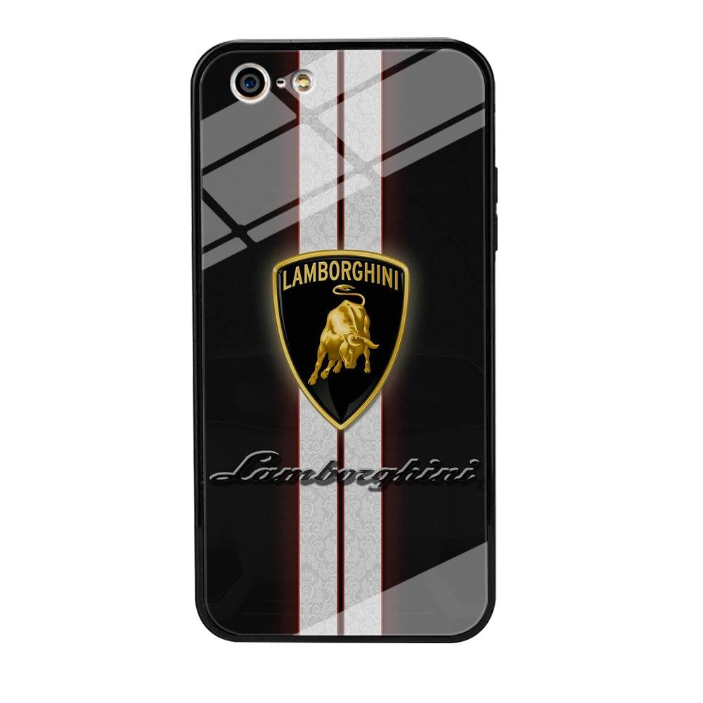 Lamborghini Logo White Stripe iPhone 5 | 5s Case-Tempered Glass Case-Xtracase
