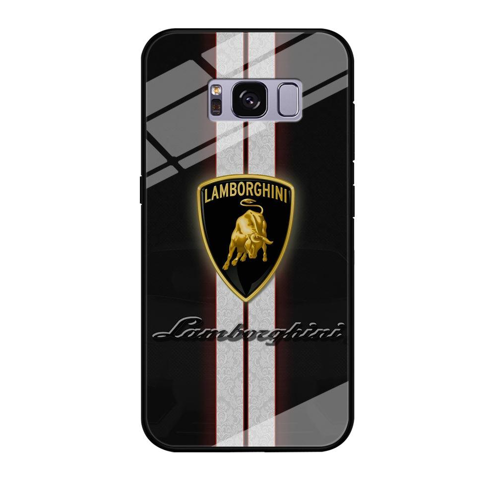Lamborghini Logo White Stripe Samsung Galaxy S8 Case-Tempered Glass Case-Xtracase