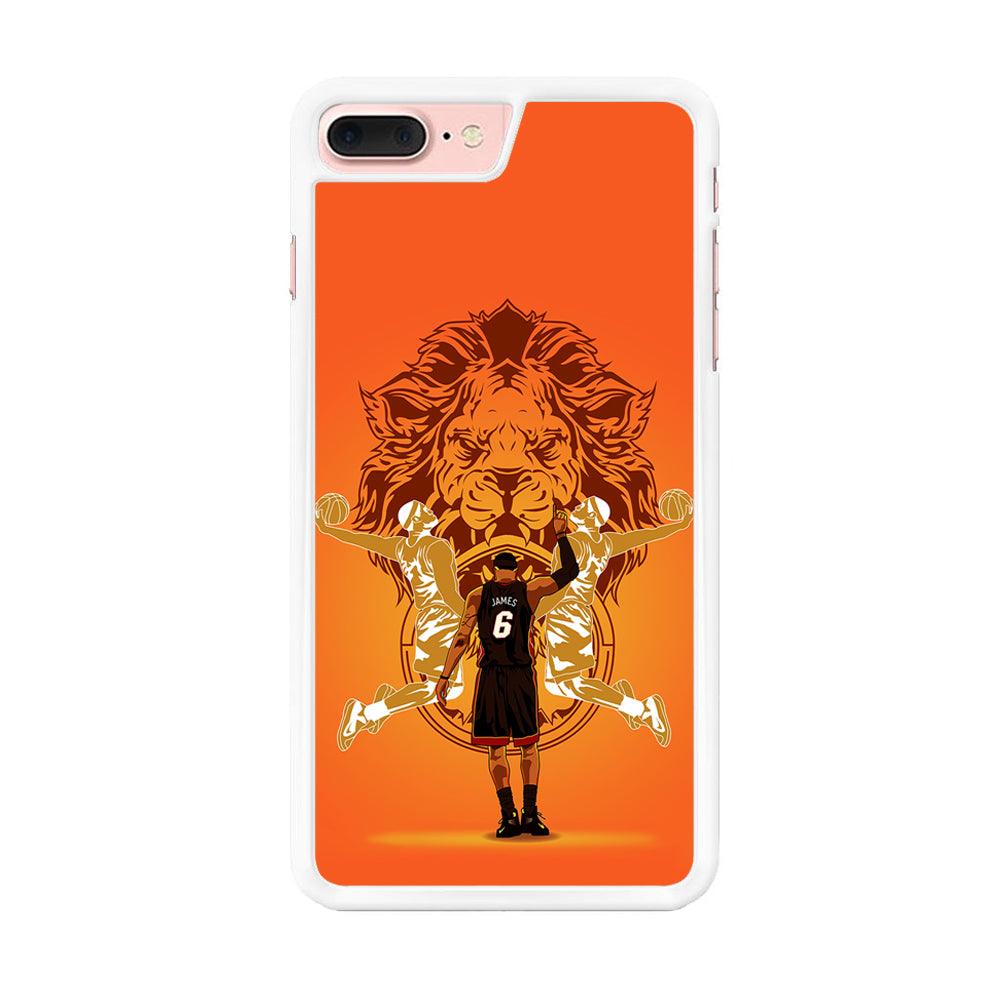 Lebron James Lion Logo iPhone 8 Plus Case-Rubber / White (2D Case)-Xtracase